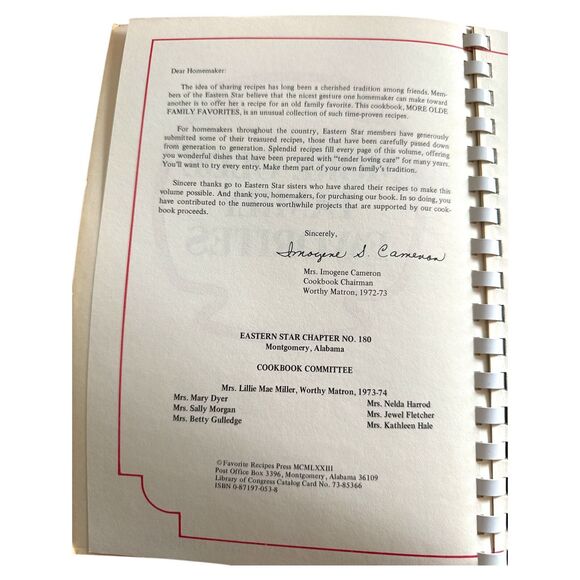 Favorite Recipes of Eastern Star Members 1973 PB Vintage Community Cookbook VG+ - Picture 3 of 8